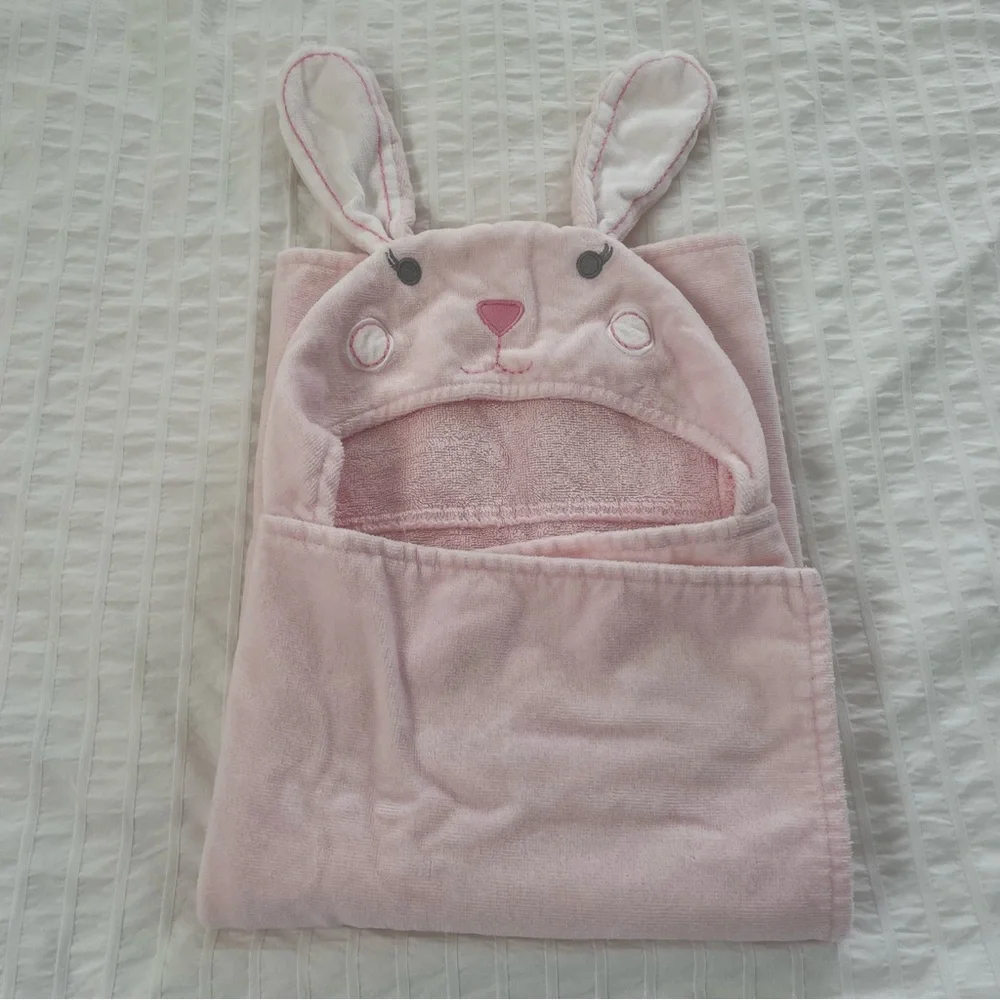 Pottery Barn Kids Critter Plush Kid Hooded Towel Collection Light Pink Bunny